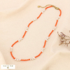 Collier perles de rocaille & acrylique 0124062 rouge corail