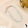 Chaîne de cheville perles de rocaille & acrylique 0224041 vert aqua
