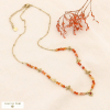 Collier femme en acier inoxydable doré et pierres naturelles 0123579 orange foncé