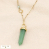 Collier acier inoxydable doré pendentif pierre naturelle 0124045 vert Collier acier inoxydable doré pendentif pierre naturelle 0124045 vert