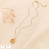 Collier en acier inoxydable avec pendentif rond en pierre naturelle orange
