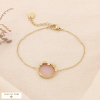 Bracelet acier doré avec pierre naturelle ronde 0224007 rose clair