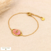 Bracelet œil protecteur acier doré pierre naturelle 0224009 rose clair