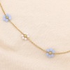 Collier acier inox fleur cristal perle acrylique 0125150 bleu Collier acier inox fleur cristal perle acrylique 0125150 bleu