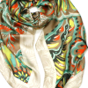 Étole Soie Viscose Feuille Exotique Multicolore 0725022 vert kaki Étole Soie Viscose Feuille Exotique Multicolore 0725022 vert kaki