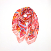 Étole Soie Viscose Feuille Exotique Multicolore 0725022 rouge corail