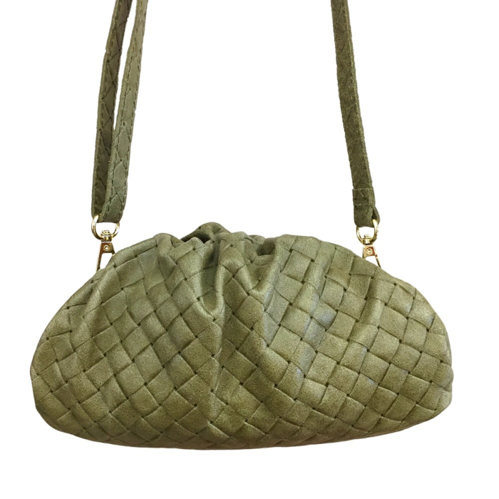 Sac porté épaule en cuir véritable 0925024 vert kaki Sac porté épaule en cuir véritable 0925024 vert kaki