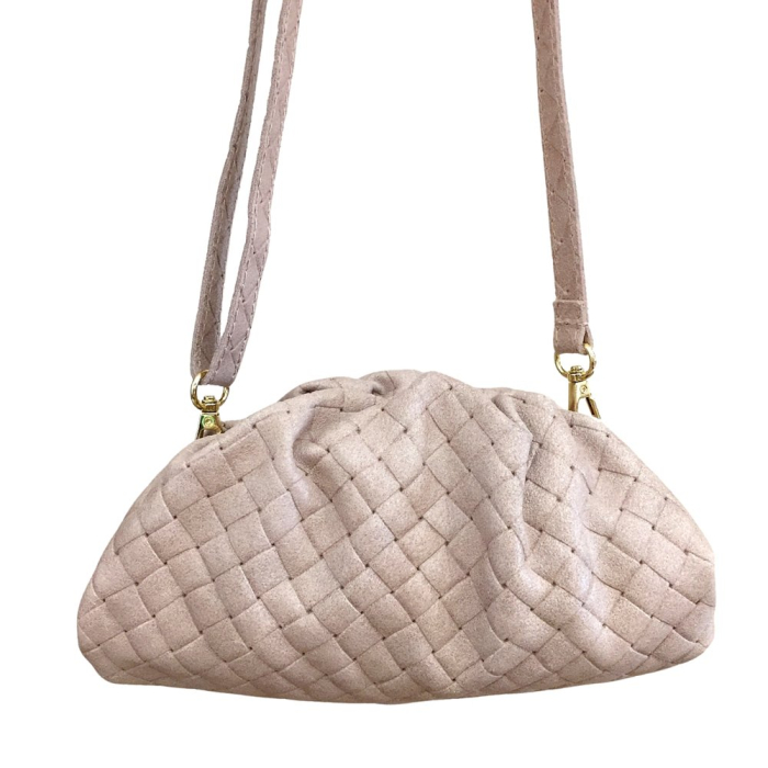 Sac porté épaule en cuir véritable 0925024 rose nude Sac porté épaule en cuir véritable 0925024 rose nude