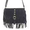 Sac porté épaule en cuir véritable avec franges 0925025 noir Sac porté épaule en cuir véritable avec franges 0925025 noir