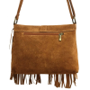 Sac porté épaule en cuir véritable avec franges 0925025 cognac Sac porté épaule en cuir véritable avec franges 0925025 cognac