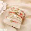Ensemble 6 bracelets acier inoxydable, perle d’eau douce, nacre véritable 0225184 rouge corail