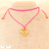 Sautoir ou Choker Cordon Cœur – Acier & Polyester 0124158 fushia
