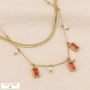 Collier Double-Rang Layering en Acier Inoxydable et Strass 0124039 orange Collier Double-Rang Layering en Acier Inoxydable et Strass 0124039 orange