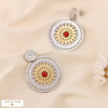 Boucles d’oreilles XXL acier inoxydable cabochon pierre naturelle 0324535 rouge