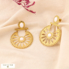 Boucles d’oreilles XXL acier inoxydable pierre naturelle 0324055 blanc