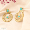 Boucles d’oreilles XXL acier inoxydable pierre naturelle 0324055 vert aqua