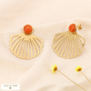 Boucles d’oreilles XXL acier inoxydable pierre naturelle 0324034 orange