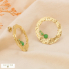 Boucles d’oreilles rondes martelées acier pierre naturelle 0324119 vert