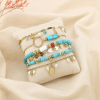 Ensemble 6 bracelets acier cœur étoile pierre nacre 0225212 rouge