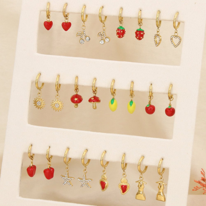 Ensemble 12 boucles d’oreilles acier émail strass 0325157 multi