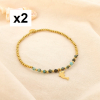 2 Bracelets élastiques fins acier pierre dauphin 0225191 vert