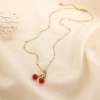 Collier acier inoxydable pendentif cerises émail 0125170 rouge