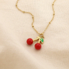 Collier acier inoxydable pendentif cerises émail 0125170 rouge Collier acier inoxydable pendentif cerises émail 0125170 rouge