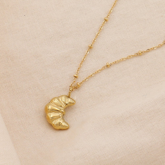 Collier pendentif croissant acier inoxydable 0124612 doré