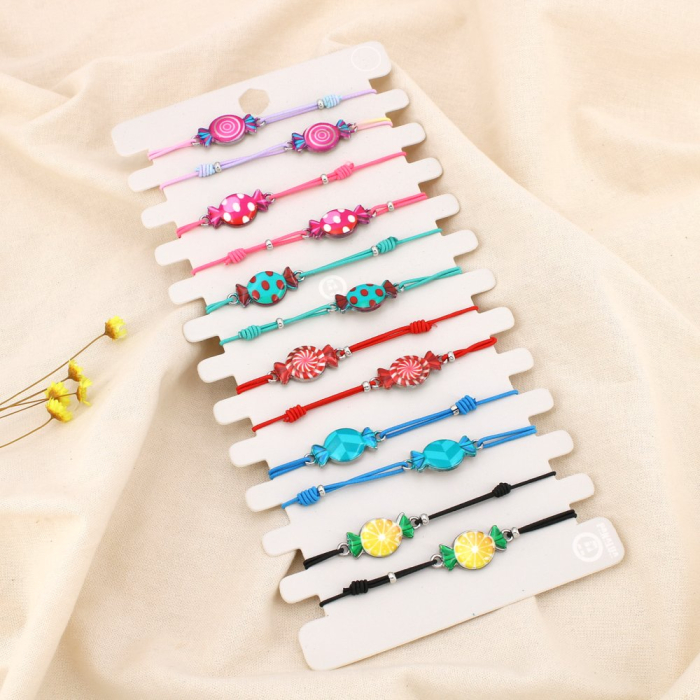 Lot de 12 bracelets fantaisie élastiques poisson émail 0225210 multi Lot de 12 bracelets fantaisie élastiques poisson émail 0225210 multi