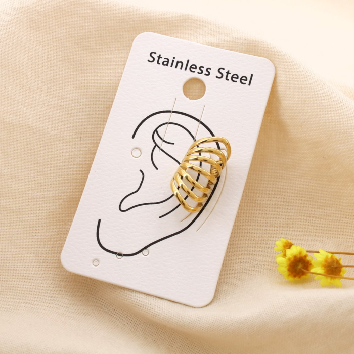 2 Bagues d'oreilles acier inox ajouré graphique 0325095 doré