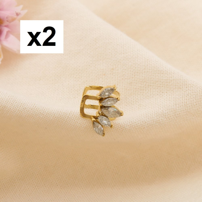 2 Bagues d'oreilles acier inox feuilles marquises 0325097 doré 2 Bagues d'oreilles acier inox feuilles marquises 0325097 doré