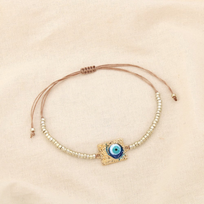 Ensemble 12 bracelets coulissant œil émail 0225247 taupe