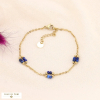 Bracelet acier inoxydable fleurs pierre naturelle 0223555 bleu foncé