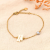 Bracelet acier inoxydable tiges nacre perle d’eau douce 0224057 gris clair