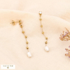 Boucles d’oreilles pendantes acier inoxydable strass perle d’eau douce 0324011 blanc