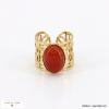 Bague ajustable acier inoxydable cabochon pierre naturelle 0422529 rouge bordeaux