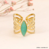Bague papillon acier inoxydable cabochon pierre ou nacre 0423009 vert