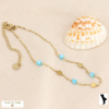 Chaîne de cheville acier inoxydable perles de nacre 0223177 bleu turquoise