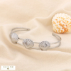 Bracelet jonc double rang 3 coquillages acier inoxydable 0224014 argenté