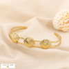 Bracelet jonc double rang 3 coquillages acier inoxydable 0224014 doré