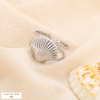 Bague double anneaux coquillage acier inoxydable 0424014 argenté