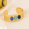 Bracelet jonc large acier inoxydable cabochons pierre 0224016 bleu turquoise