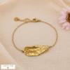 Bracelet acier inoxydable pendentif effet martelé 0224501 doré