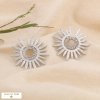 Boucles d’oreilles fleur strassée acier inoxydable 0323616 argenté