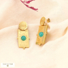 Boucles d’oreilles pendentif acier inoxydable cabochon pierre 0324058 vert aqua