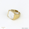 Bague ouverte carrée acier inoxydable nacre 0422504 blanc