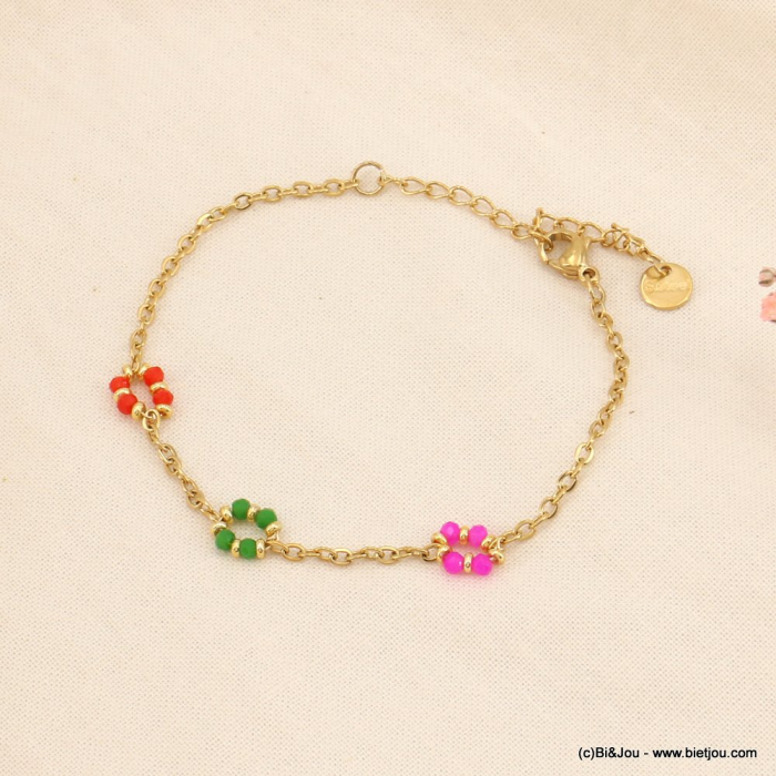Bracelet fleurs cristal acier inoxydable 0223122 multi Bracelet fleurs cristal acier inoxydable 0223122 multi
