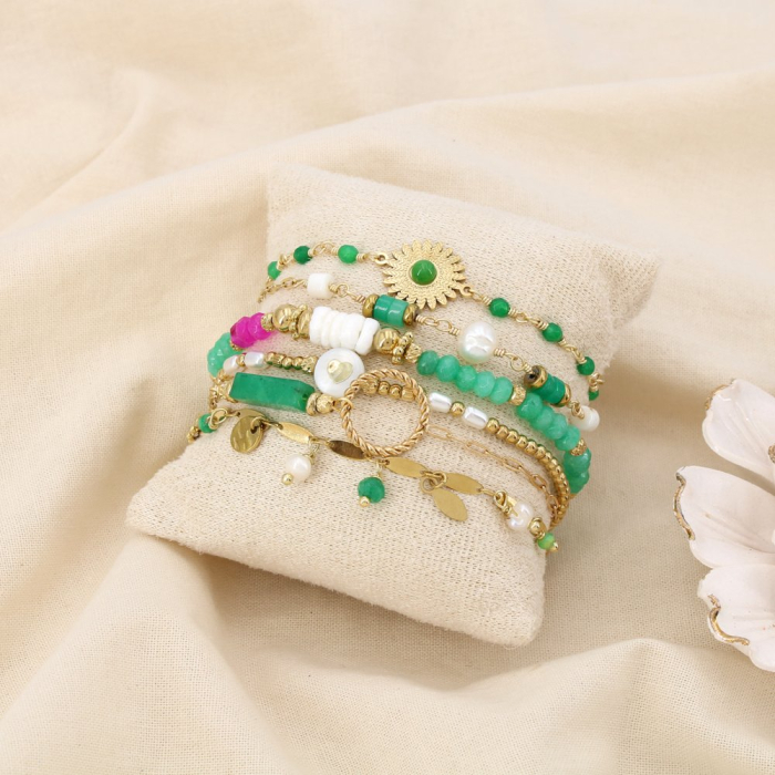 Ensemble 6 Bracelets Femme Acier Inoxydable 0225261 vert Ensemble 6 Bracelets Femme Acier Inoxydable 0225261 vert