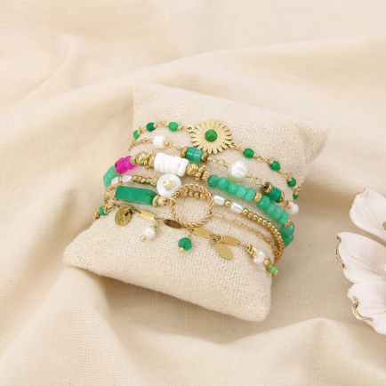 Ensemble 6 Bracelets Femme Acier Inoxydable 0225261 vert