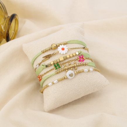 Ensemble 6 Bracelets Femme Acier Inoxydable 0225262 vert aqua